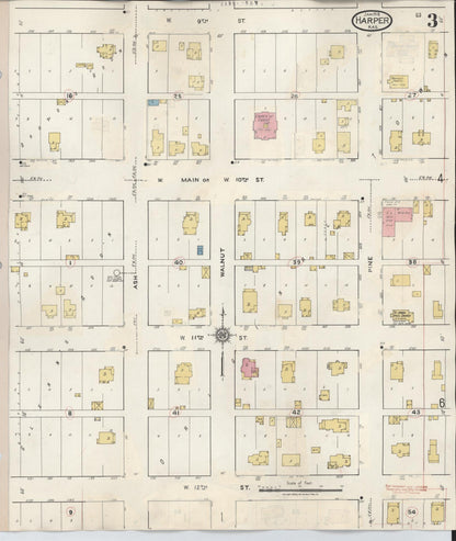Sanborn Fire Insurance Map from Harper, Harper County, Kansas (1943), Sheet #0003 - Complete Map Set gallery image, historic Sanborn map, vintage wall art, Kansas Kansas