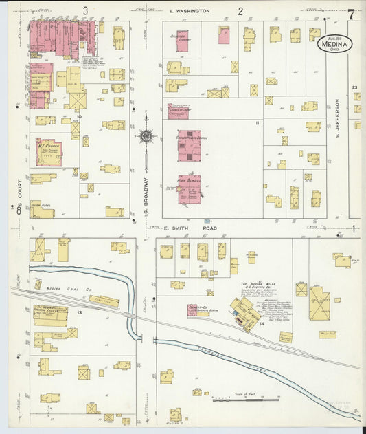 Sanborn Fire Insurance Map from Medina, Medina County, Ohio (1911), Sheet #0007 - Historic Sanborn Fire Insurance Map Print, vintage old map wall art, antique decor, genealogy gift, Ohio Ohio map
