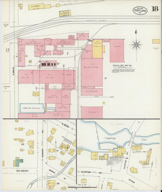 Sanborn Fire Insurance Map from Cortland, Cortland County, New York (1902), Sheet #0018 - Historic Sanborn Fire Insurance Map Print, vintage old map wall art, antique decor, genealogy gift, New York New York map