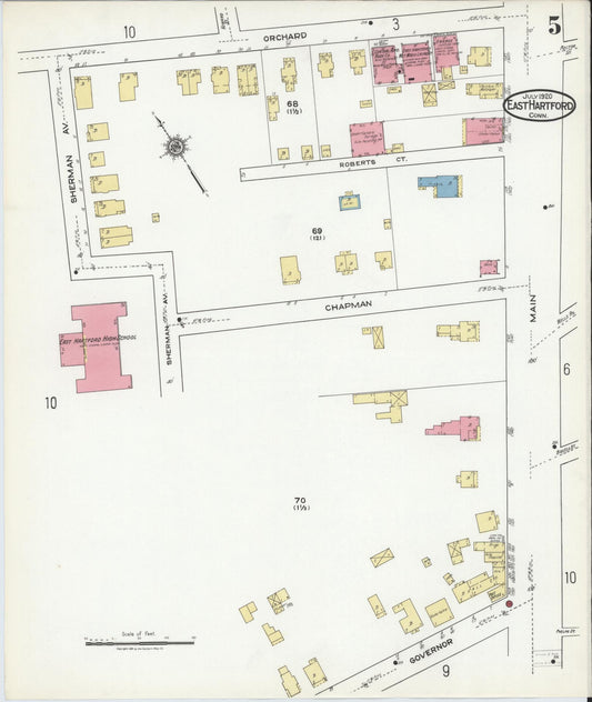 Sanborn Fire Insurance Map from East Hartford, Hartford County, Connecticut (1920), Sheet #0005 - Historic Sanborn Fire Insurance Map Print, vintage old map wall art, antique decor, genealogy gift, Connecticut Connecticut map