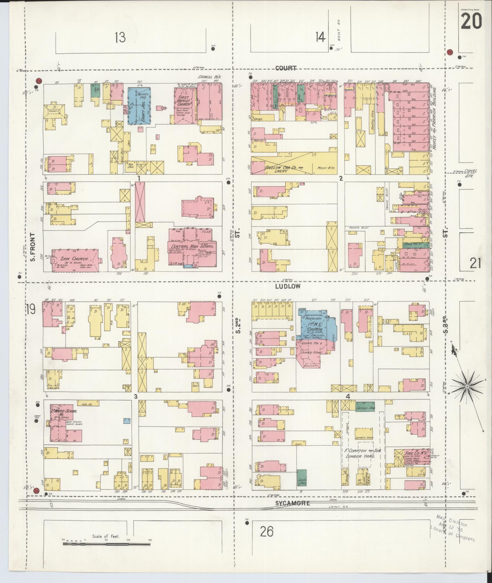 Sanborn Fire Insurance Map from Hamilton, Butler County, Ohio (1899), Sheet #0020 - Complete Map Set gallery image, historic Sanborn map, vintage wall art, Ohio Ohio