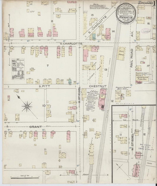 Sanborn Fire Insurance Map from Manheim, Lancaster County, Pennsylvania (1886), Sheet #0001 - Historic Sanborn Fire Insurance Map Print, vintage old map wall art, antique decor, genealogy gift, Pennsylvania Pennsylvania map
