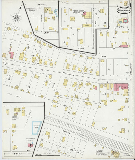 Sanborn Fire Insurance Map from New Haven, Allen County, Indiana (1900), Sheet #0003 - Historic Sanborn Fire Insurance Map Print, vintage old map wall art, antique decor, genealogy gift, Indiana Indiana map