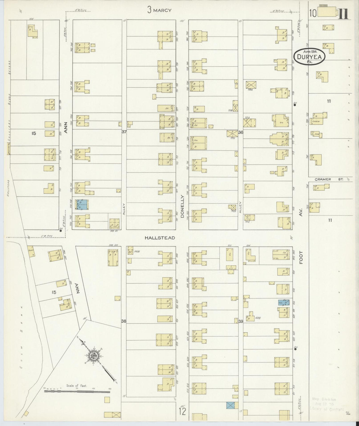 Sanborn Fire Insurance Map from Duryea, Luzerne County, Pennsylvania (1914), Sheet #0011 - Complete Map Set gallery image, historic Sanborn map, vintage wall art, Pennsylvania Pennsylvania