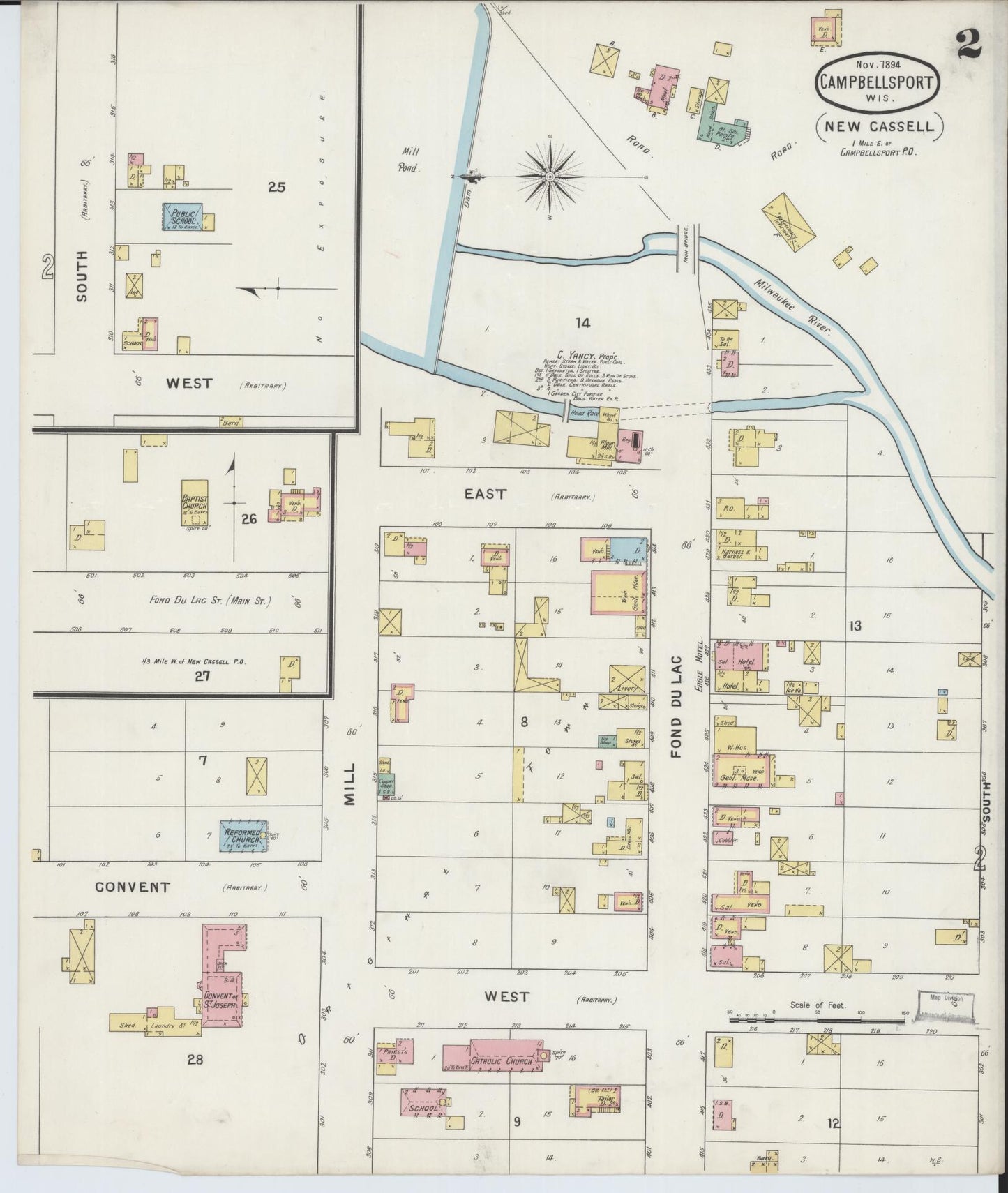Sanborn Fire Insurance Map from Campbellsport, Fond du Lac County, Wisconsin (1894), Sheet #0002 - Complete Map Set gallery image, historic Sanborn map, vintage wall art, Wisconsin Wisconsin