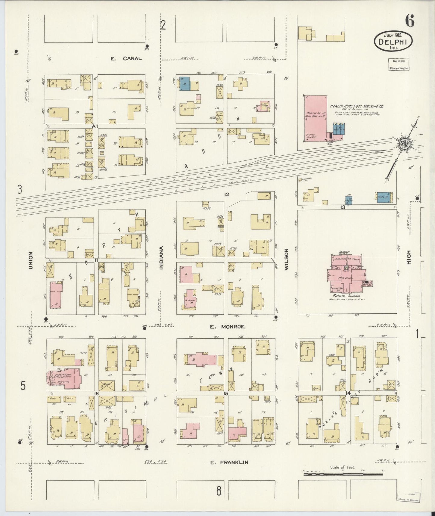 Sanborn Fire Insurance Map from Delphi, Carroll County, Indiana (1912), Sheet #0006 - Complete Map Set gallery image, historic Sanborn map, vintage wall art, Indiana Indiana