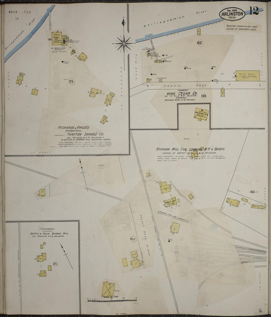 Sanborn Fire Insurance Map from Arlington, Snohomish County, Washington (1940), Sheet #0012 - Historic Sanborn Fire Insurance Map Print, vintage old map wall art, antique decor, genealogy gift, Washington Washington map