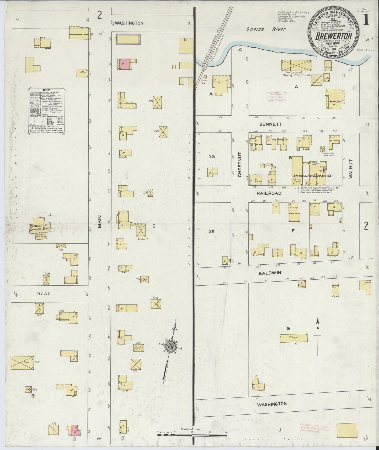 Sanborn Fire Insurance Map from Brewerton, Onondaga County, New York. (1911) – Historic Sanborn Fire Insurance Map Print