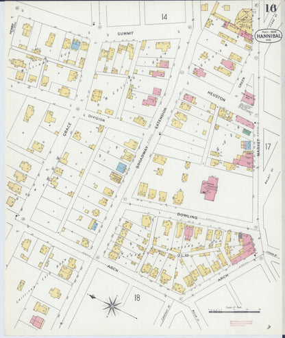 Sanborn Fire Insurance Map from Hannibal, Marion County, Missouri (1906), Sheet #0016 - Complete Map Set gallery image, historic Sanborn map, vintage wall art, Missouri Missouri