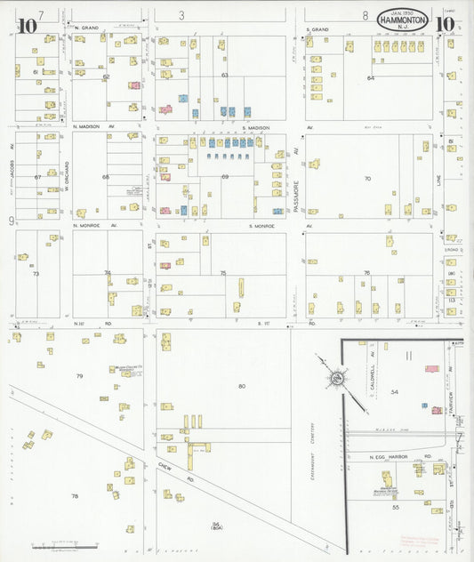 Sanborn Fire Insurance Map from Hammonton, Atlantic County, New Jersey (1930), Sheet #0010 - Historic Sanborn Fire Insurance Map Print, vintage old map wall art, antique decor, genealogy gift, New Jersey New Jersey map