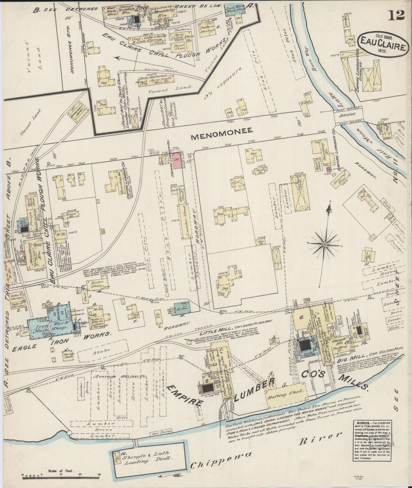 Sanborn Fire Insurance Map from Eau Claire, Eau Claire County, Wisconsin (1883), Sheet #0012 - Complete Map Set gallery image, historic Sanborn map, vintage wall art, Wisconsin Wisconsin