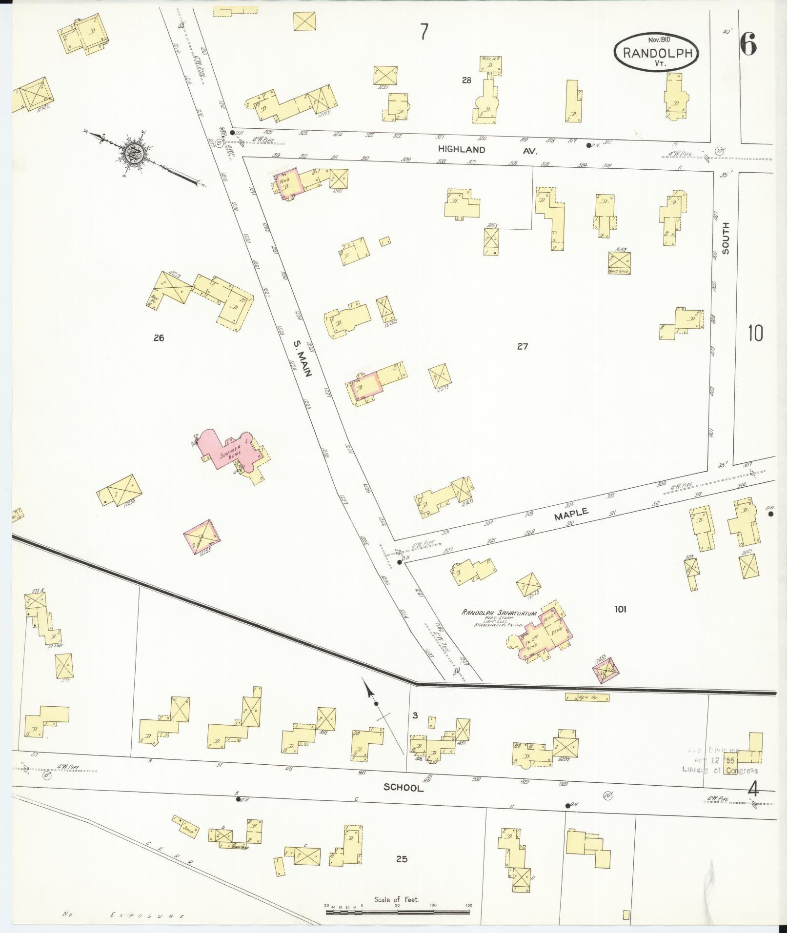 Sanborn Fire Insurance Map from Randolph, Orange County, Vermont (1910), Sheet #0006 - Complete Map Set gallery image, historic Sanborn map, vintage wall art, Vermont Vermont
