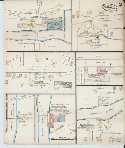 Sanborn Fire Insurance Map from Chagrin Falls, Cuyahoga County, Ohio (1884), Sheet #0002 - Historic Sanborn Fire Insurance Map Print, vintage old map wall art, antique decor, genealogy gift, Ohio Ohio map