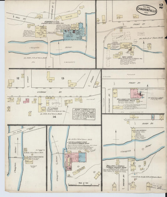 Sanborn Fire Insurance Map from Chagrin Falls, Cuyahoga County, Ohio (1884), Sheet #0002 - Historic Sanborn Fire Insurance Map Print, vintage old map wall art, antique decor, genealogy gift, Ohio Ohio map