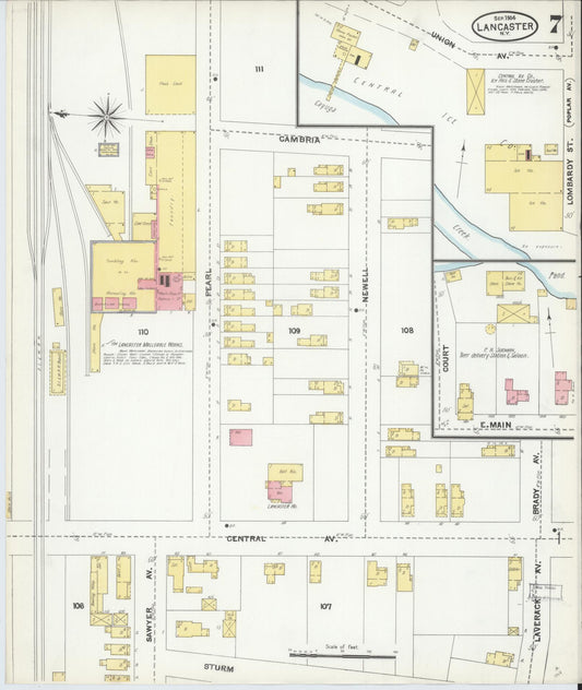 Sanborn Fire Insurance Map from Lancaster, Erie County, New York (1904), Sheet #0007 - Historic Sanborn Fire Insurance Map Print, vintage old map wall art, antique decor, genealogy gift, New York New York map