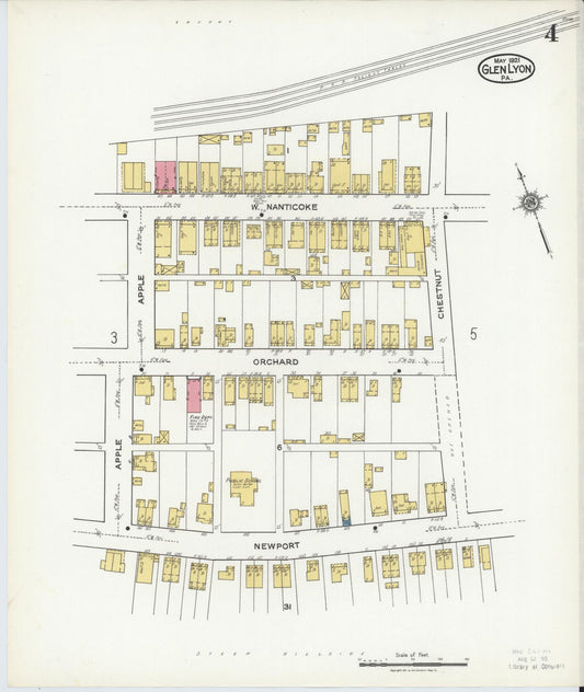 Sanborn Fire Insurance Map from Glen Lyon, Luzerne County, Pennsylvania (1921), Sheet #0004 - Historic Sanborn Fire Insurance Map Print, vintage old map wall art, antique decor, genealogy gift, Pennsylvania Pennsylvania map