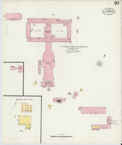 Sanborn Fire Insurance Map from Latrobe, Westmoreland County, Pennsylvania (1897), Sheet #0010 - Historic Sanborn Fire Insurance Map Print, vintage old map wall art, antique decor, genealogy gift, Pennsylvania Pennsylvania map