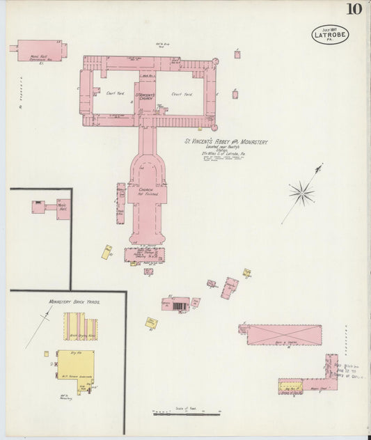 Sanborn Fire Insurance Map from Latrobe, Westmoreland County, Pennsylvania (1897), Sheet #0010 - Historic Sanborn Fire Insurance Map Print, vintage old map wall art, antique decor, genealogy gift, Pennsylvania Pennsylvania map