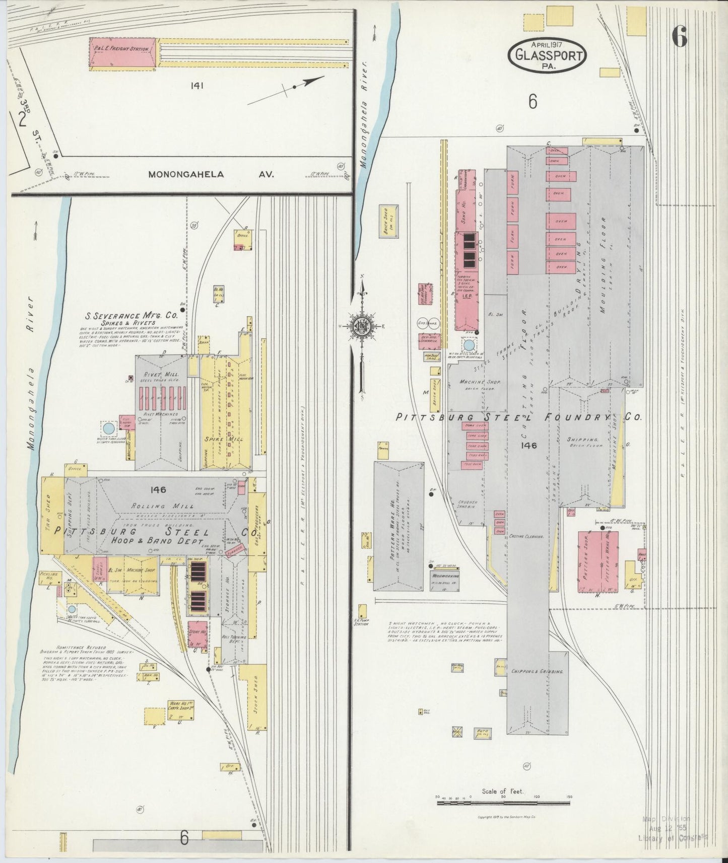 Sanborn Fire Insurance Map from Glassport, Allegheny County, Pennsylvania (1917), Sheet #0006 - Historic Sanborn Fire Insurance Map Print, vintage old map wall art, antique decor, genealogy gift, Pennsylvania Pennsylvania map