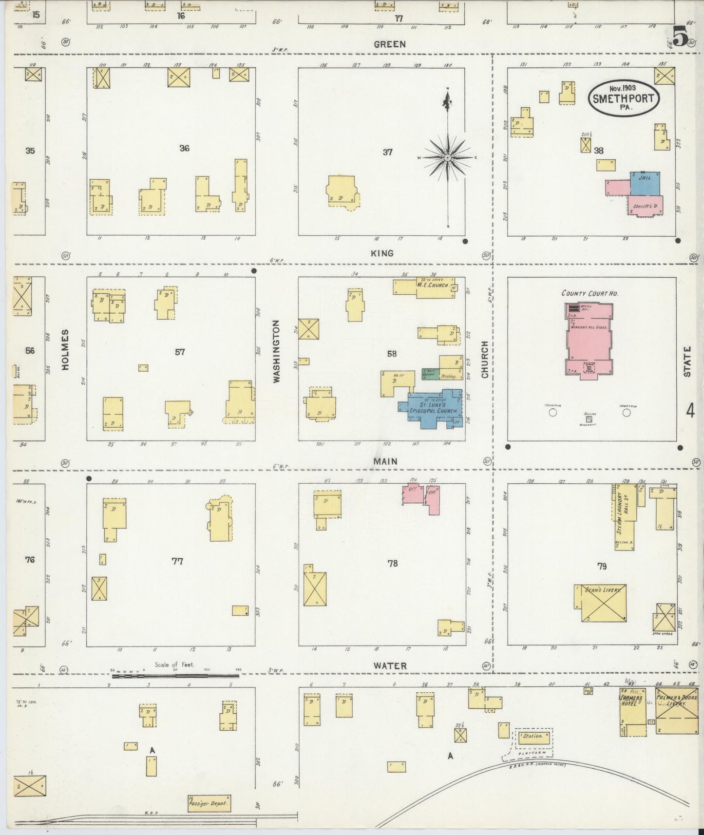 Sanborn Fire Insurance Map from Smethport, McKean County, Pennsylvania (1903), Sheet #0005 - Complete Map Set gallery image, historic Sanborn map, vintage wall art, Pennsylvania Pennsylvania