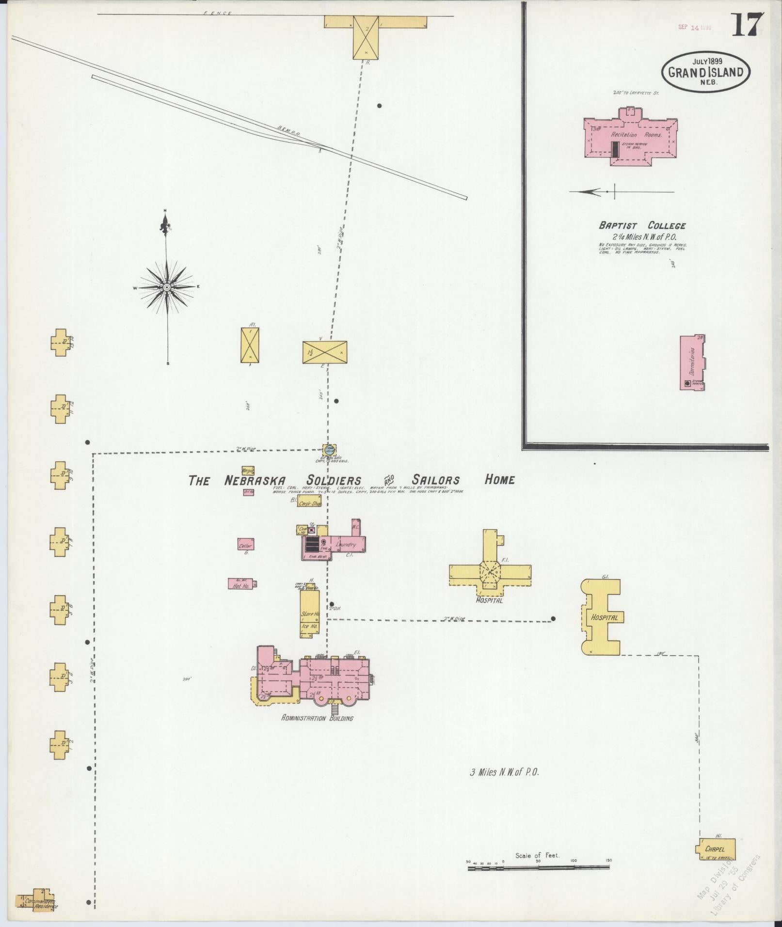 Sanborn Fire Insurance Map from Grand Island, Hall County, Nebraska (1899), Sheet #0017 - Complete Map Set gallery image, historic Sanborn map, vintage wall art, Nebraska Nebraska