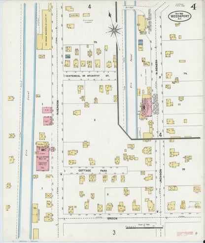Sanborn Fire Insurance Map from Weedsport, Cayuga County, New York (1906), Sheet #0004 - Historic Sanborn Fire Insurance Map Print, vintage old map wall art, antique decor, genealogy gift, New York New York map