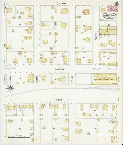 Sanborn Fire Insurance Map from Honey Grove, Fannin County, Texas (1909), Sheet #0006 - Complete Map Set gallery image, historic Sanborn map, vintage wall art, Texas Texas