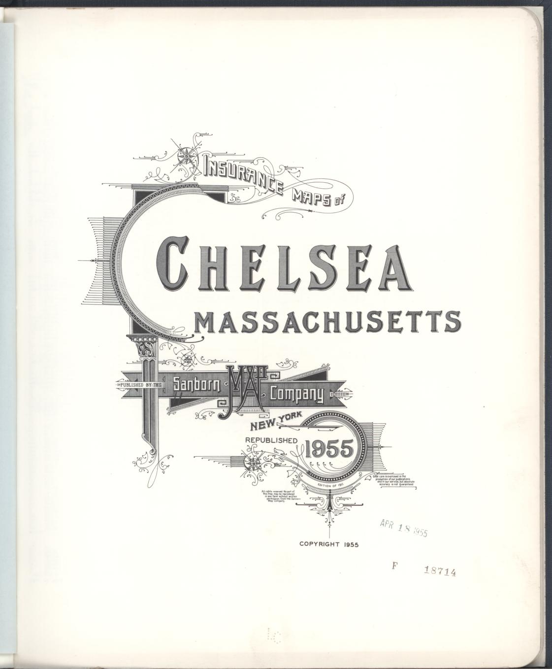 Sanborn Fire Insurance Map from Chelsea, Suffolk County, Massachusetts (1955), Sheet #0001 - Historic Sanborn Fire Insurance Map Print, vintage old map wall art, antique decor, genealogy gift, Massachusetts Massachusetts map