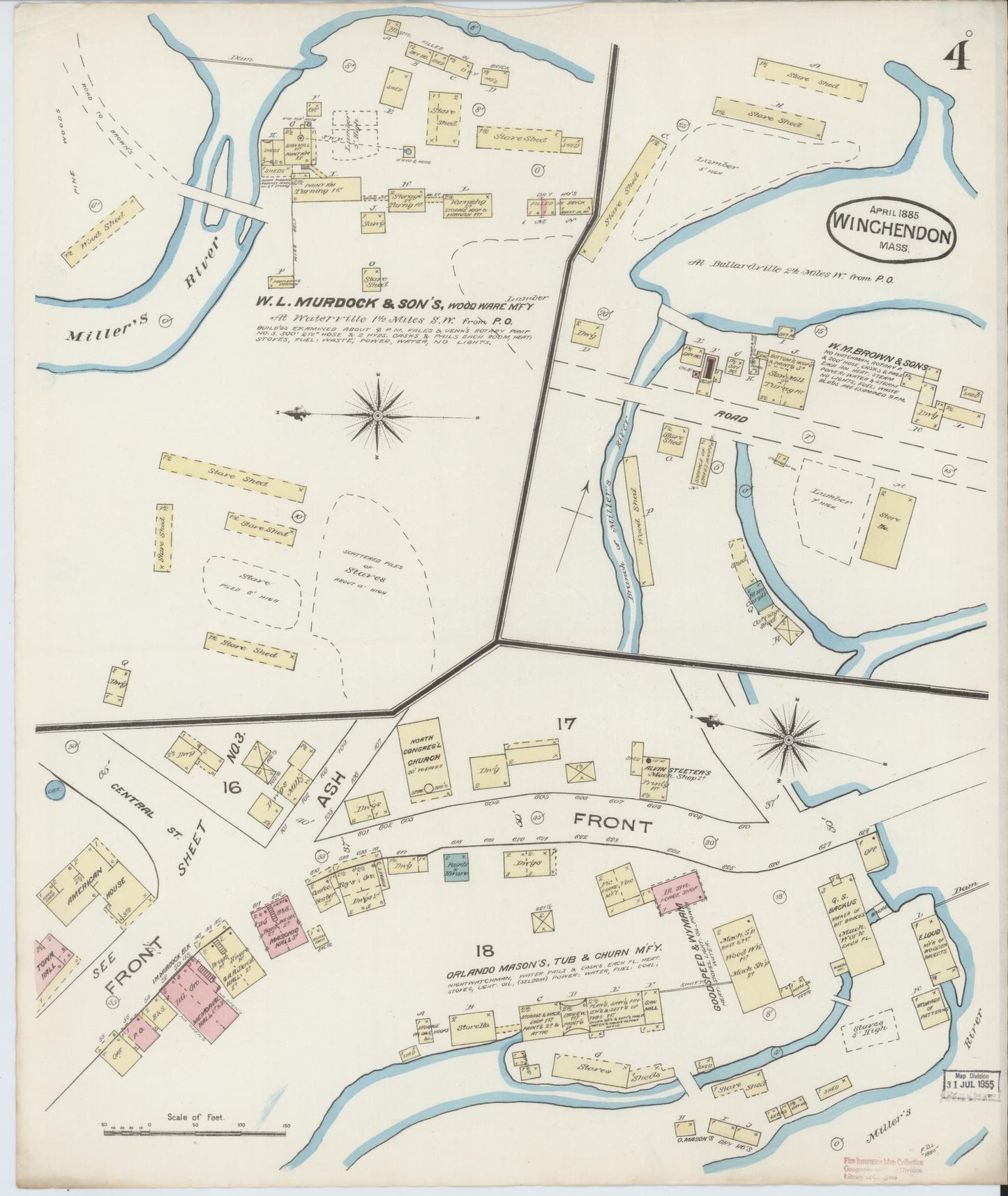 Sanborn Fire Insurance Map from Winchendon, Worcester County, Massachusetts (1885), Sheet #0004