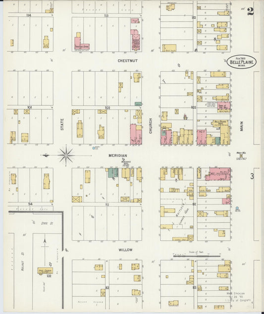 Sanborn Fire Insurance Map from Belle Plaine, Scott County, Minnesota (1900), Sheet #0002 - Historic Sanborn Fire Insurance Map Print, vintage old map wall art, antique decor, genealogy gift, Minnesota Minnesota map
