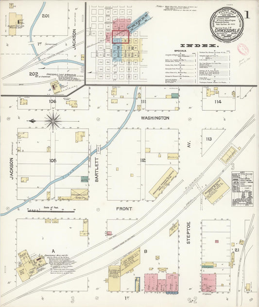 Sanborn Fire Insurance Map from Oakesdale, Whitman County, Washington (1894), Sheet #0001 - Complete Map Set gallery image, historic Sanborn map, vintage wall art, Washington Washington