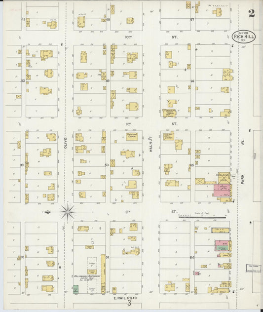 Sanborn Fire Insurance Map from Rich Hill, Bates County, Missouri (1898), Sheet #0002 - Historic Sanborn Fire Insurance Map Print, vintage old map wall art, antique decor, genealogy gift, Missouri Missouri map