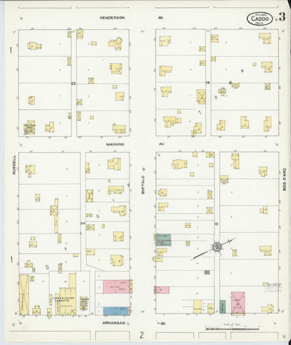 Sanborn Fire Insurance Map from Caddo, Bryan County, Oklahoma (1909), Sheet #0003 - Complete Map Set gallery image, historic Sanborn map, vintage wall art, Oklahoma Oklahoma