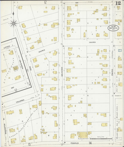 Sanborn Fire Insurance Map from Batavia, Kane County, Illinois (1907), Sheet #0012 - Historic Sanborn Fire Insurance Map Print, vintage old map wall art, antique decor, genealogy gift, Illinois Illinois map