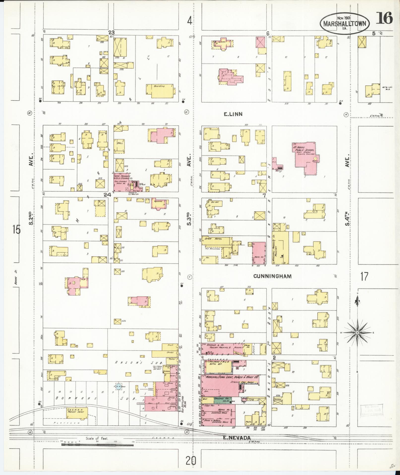 Sanborn Fire Insurance Map from Marshalltown, Marshall County, Iowa (1901), Sheet #0016 - Historic Sanborn Fire Insurance Map Print
