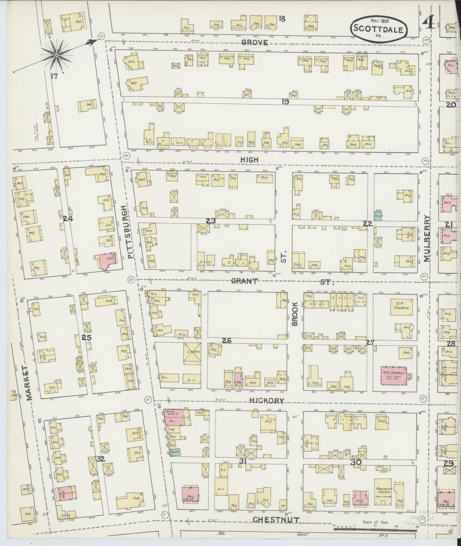 Sanborn Fire Insurance Map from Scottdale, Westmoreland County, Pennsylvania (1891), Sheet #0004 - Complete Map Set gallery image, historic Sanborn map, vintage wall art, Pennsylvania Pennsylvania