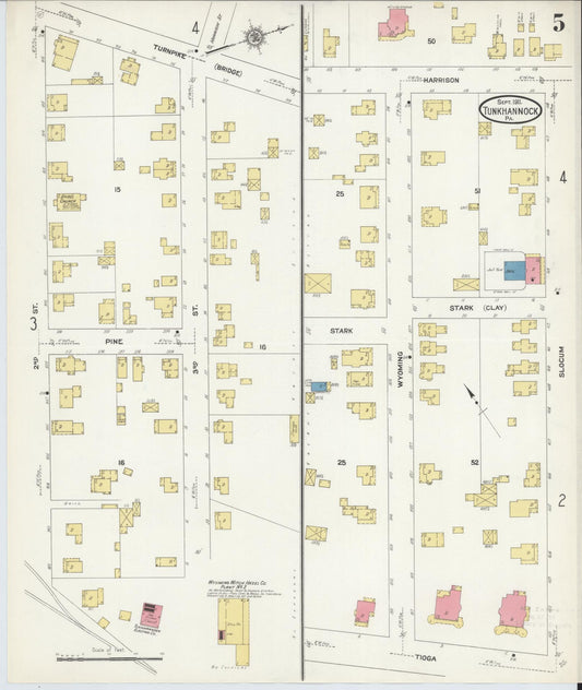 Sanborn Fire Insurance Map from Tunkhannock, Wyoming County, Pennsylvania (1911), Sheet #0005 - Historic Sanborn Fire Insurance Map Print, vintage old map wall art, antique decor, genealogy gift, Pennsylvania Pennsylvania map