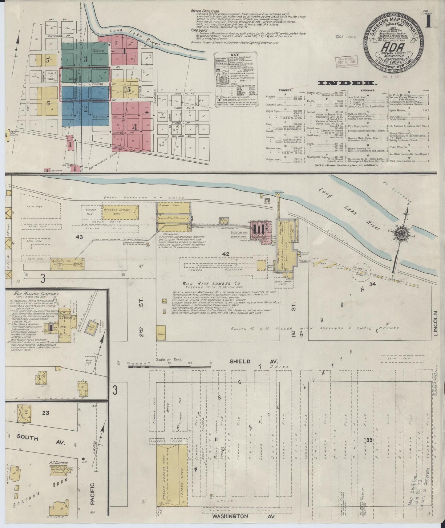 Sanborn Fire Insurance Map from Ada, Norman County, Minnesota (1909), Sheet #0001 - Historic Sanborn Fire Insurance Map Print, vintage old map wall art, antique decor, genealogy gift, Minnesota Minnesota map