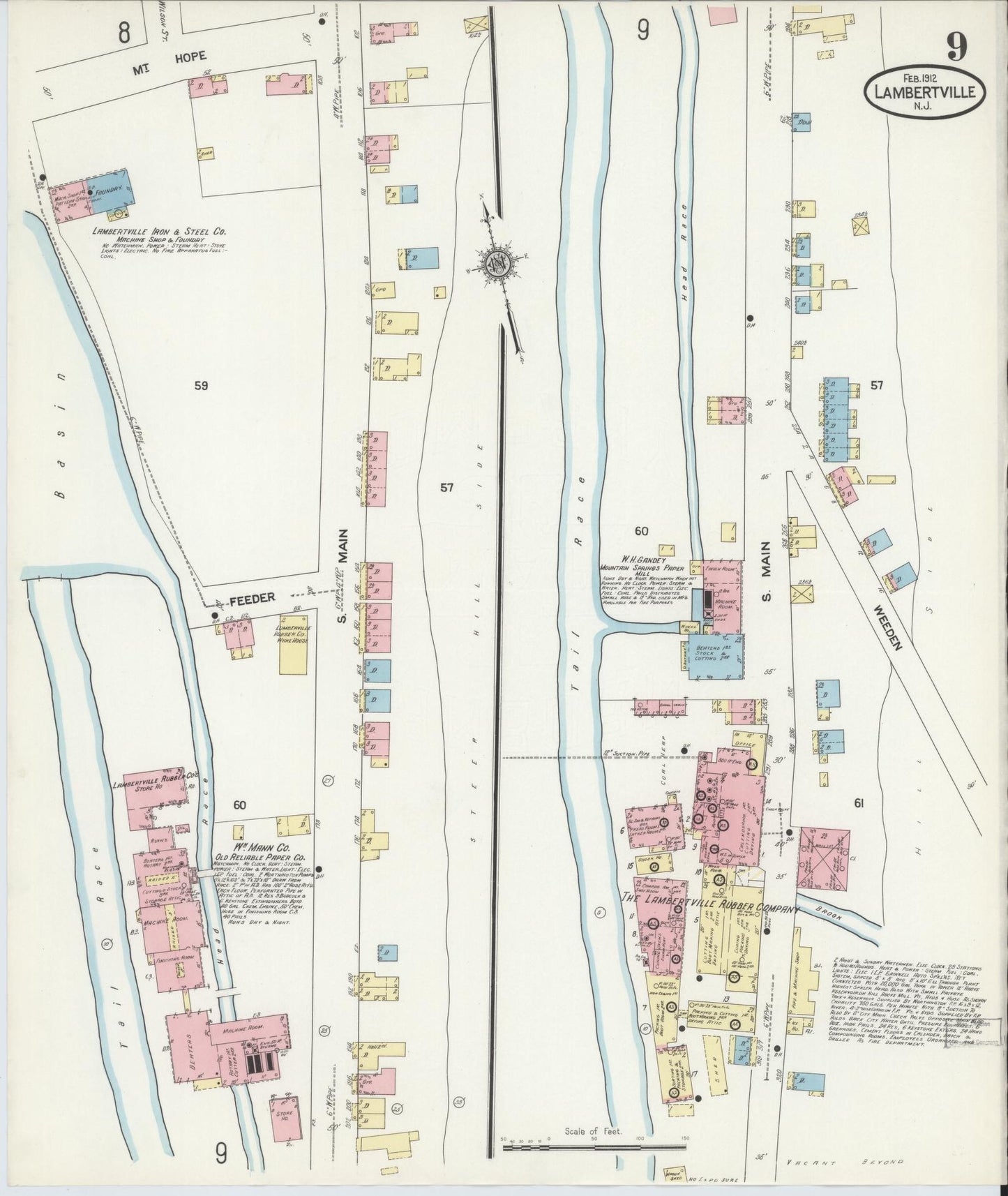 Sanborn Fire Insurance Map from Lambertville, Hunterdon County, New Jersey (1912), Sheet #0009 - Complete Map Set gallery image, historic Sanborn map, vintage wall art, New Jersey New Jersey