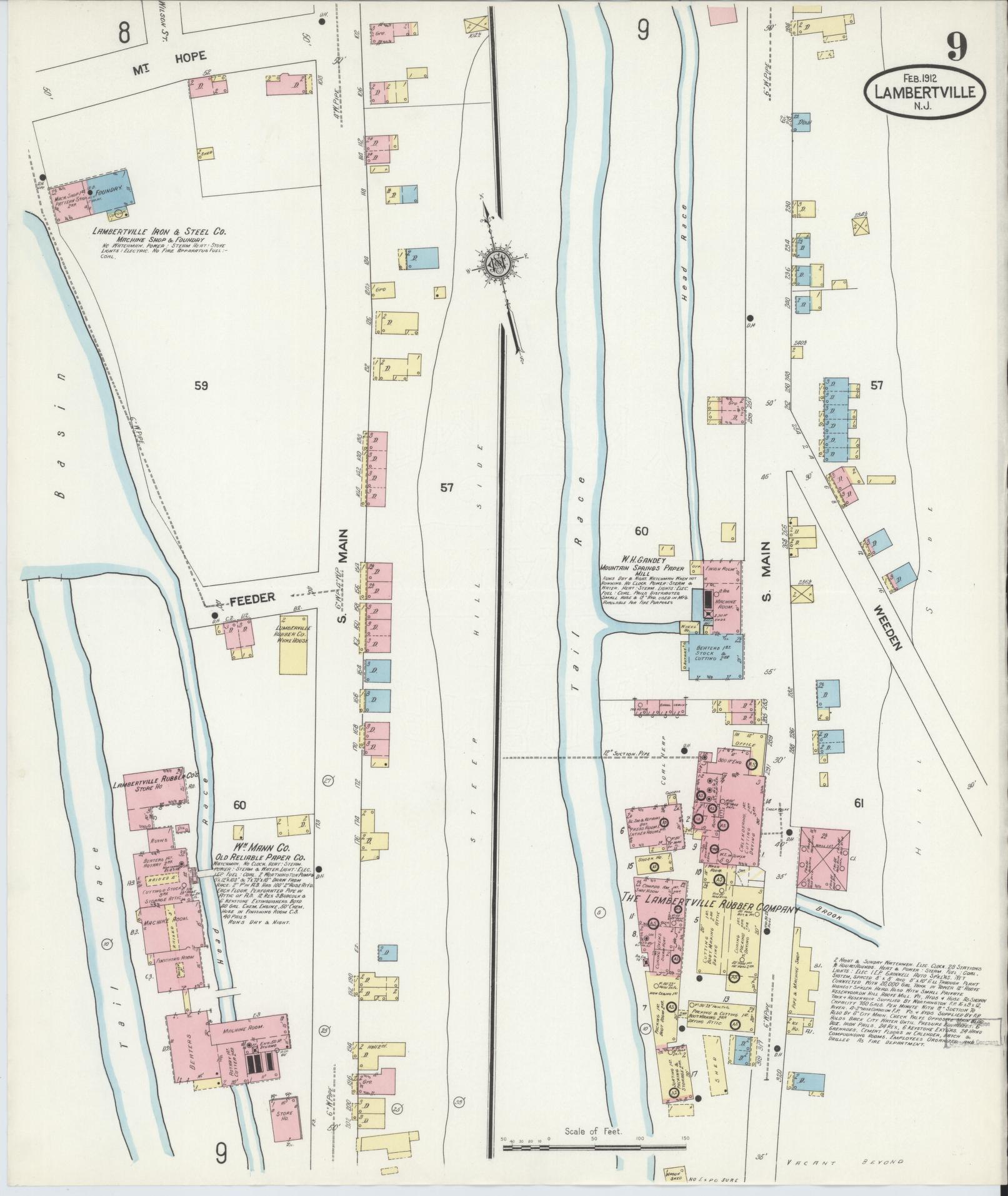 Sanborn Fire Insurance Map from Lambertville, Hunterdon County, New Jersey (1912), Sheet #0009 - Complete Map Set gallery image, historic Sanborn map, vintage wall art, New Jersey New Jersey