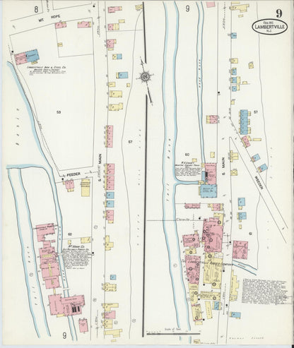 Sanborn Fire Insurance Map from Lambertville, Hunterdon County, New Jersey (1912), Sheet #0009 - Complete Map Set gallery image, historic Sanborn map, vintage wall art, New Jersey New Jersey