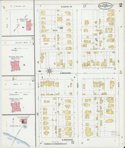 Sanborn Fire Insurance Map from Oklahoma City, Oklahoma County, Oklahoma (1901), Sheet #0002 - Complete Map Set gallery image, historic Sanborn map, vintage wall art, Oklahoma City Oklahoma