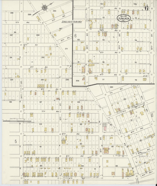 Sanborn Fire Insurance Map from Juniata, Blair County, Pennsylvania (1915), Sheet #0006 - Historic Sanborn Fire Insurance Map Print, vintage old map wall art, antique decor, genealogy gift, Pennsylvania Pennsylvania map