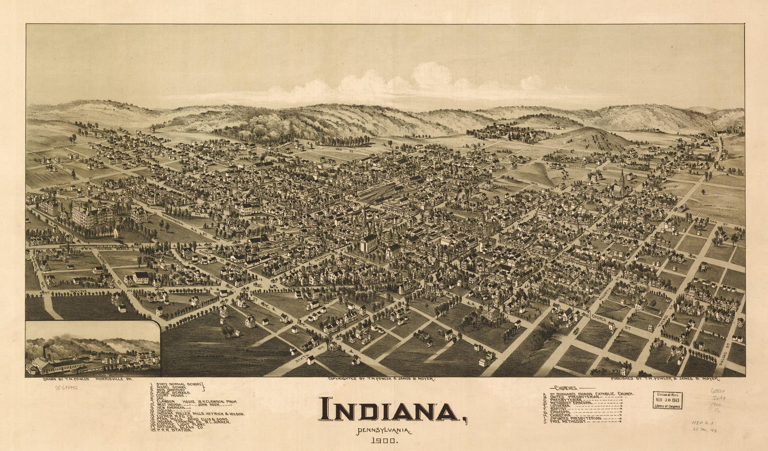 Indiana, Pennsylvania, 1900. (1900) – Historic Bird’s-Eye View Panorama Print