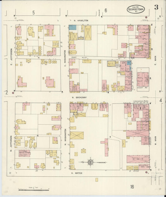 Sanborn Fire Insurance Map from Georgetown, Scott County, Kentucky (1912), Sheet #0003 - Historic Sanborn Fire Insurance Map Print, vintage old map wall art, antique decor, genealogy gift, Kentucky Kentucky map