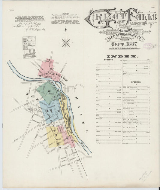 Sanborn Fire Insurance Map from Great Falls, Strafford County, New Hampshire. (1887) – Historic Sanborn Fire Insurance Map Print