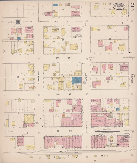 Sanborn Fire Insurance Map from Glasgow, Howard County, Missouri (1922), Sheet #0002 - Historic Sanborn Fire Insurance Map Print, vintage old map wall art, antique decor, genealogy gift, Missouri Missouri map