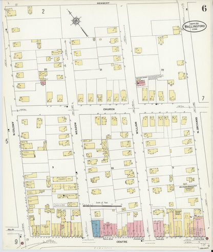 Sanborn Fire Insurance Map from Wallingford, New Haven County, Connecticut (1911), Sheet #0006 - Complete Map Set gallery image, historic Sanborn map, vintage wall art, Connecticut Connecticut