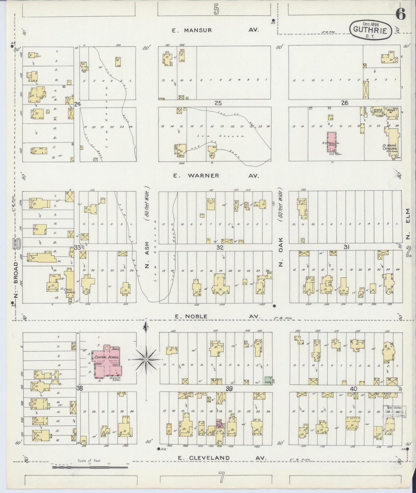 Sanborn Fire Insurance Map from Guthrie, Logan County, Oklahoma (1895), Sheet #0006 - Complete Map Set gallery image, historic Sanborn map, vintage wall art, Oklahoma Oklahoma