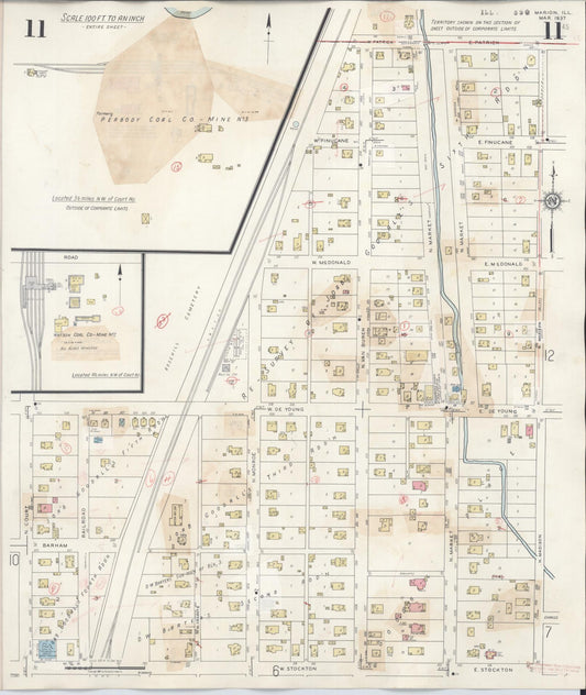 Sanborn Fire Insurance Map from Marion, Williamson County, Illinois (1946), Sheet #0011 - Historic Sanborn Fire Insurance Map Print, vintage old map wall art, antique decor, genealogy gift, Illinois Illinois map